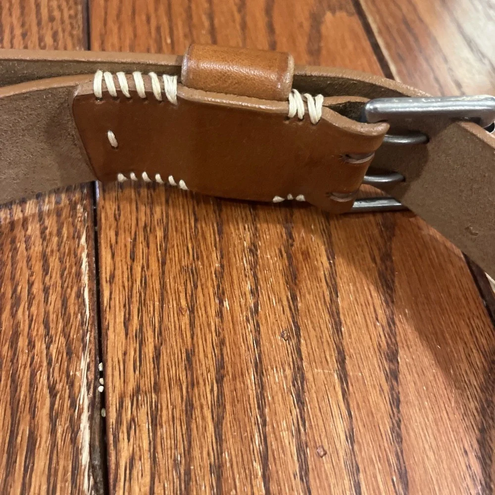 Armani Jeans Made in‎ USA cowboy style braided leather belt tan